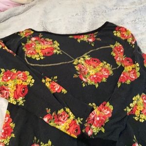 Free Kisses Tops - Black Floral Casual Graphic Shirt Free Kisses Tops - Black Floral Casual Graphic Shirt